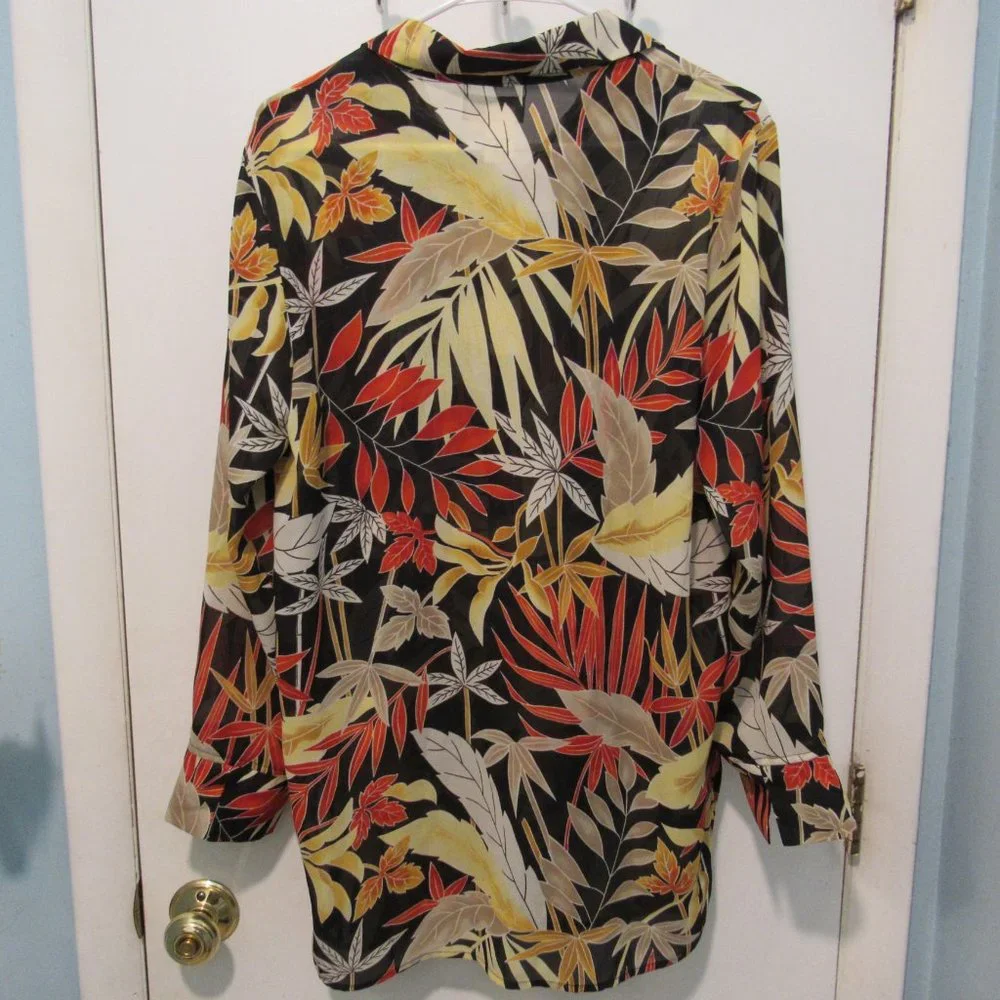 (PRICE IS FIRM!)Coldwater Creek Floral/Leafy, Autumn Vibe Blouse - Picture 8 of 10